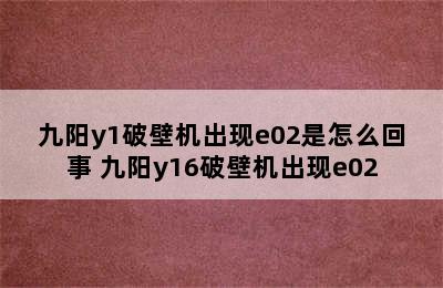 九阳y1破壁机出现e02是怎么回事 九阳y16破壁机出现e02